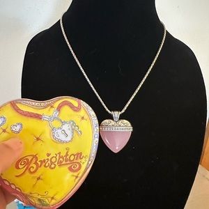 Brighton pink heart silver necklace